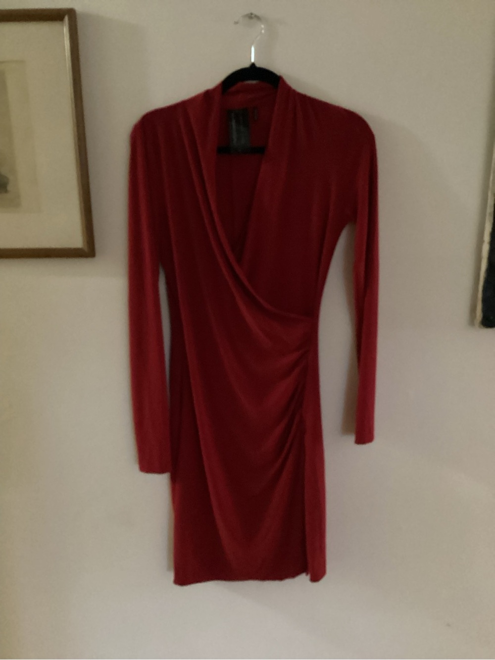 Norma Kamali Red Long-Sleeve Midi Wrap Dress
